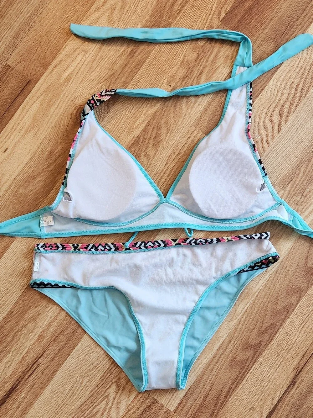 Turquoise Aztec Print Two-Piece Bikini - Picture 2 of 4